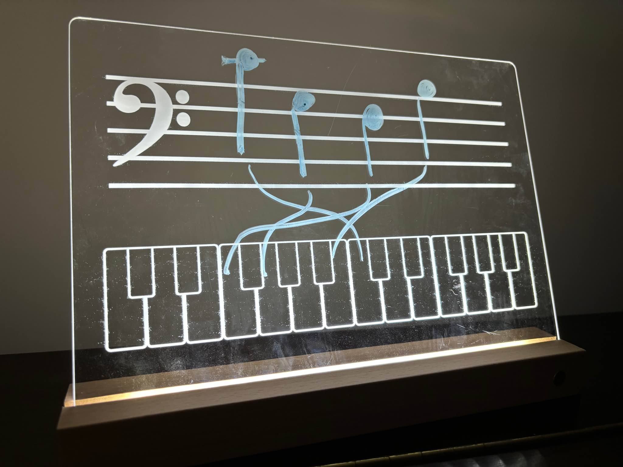 低音譜號透明白板細節近照