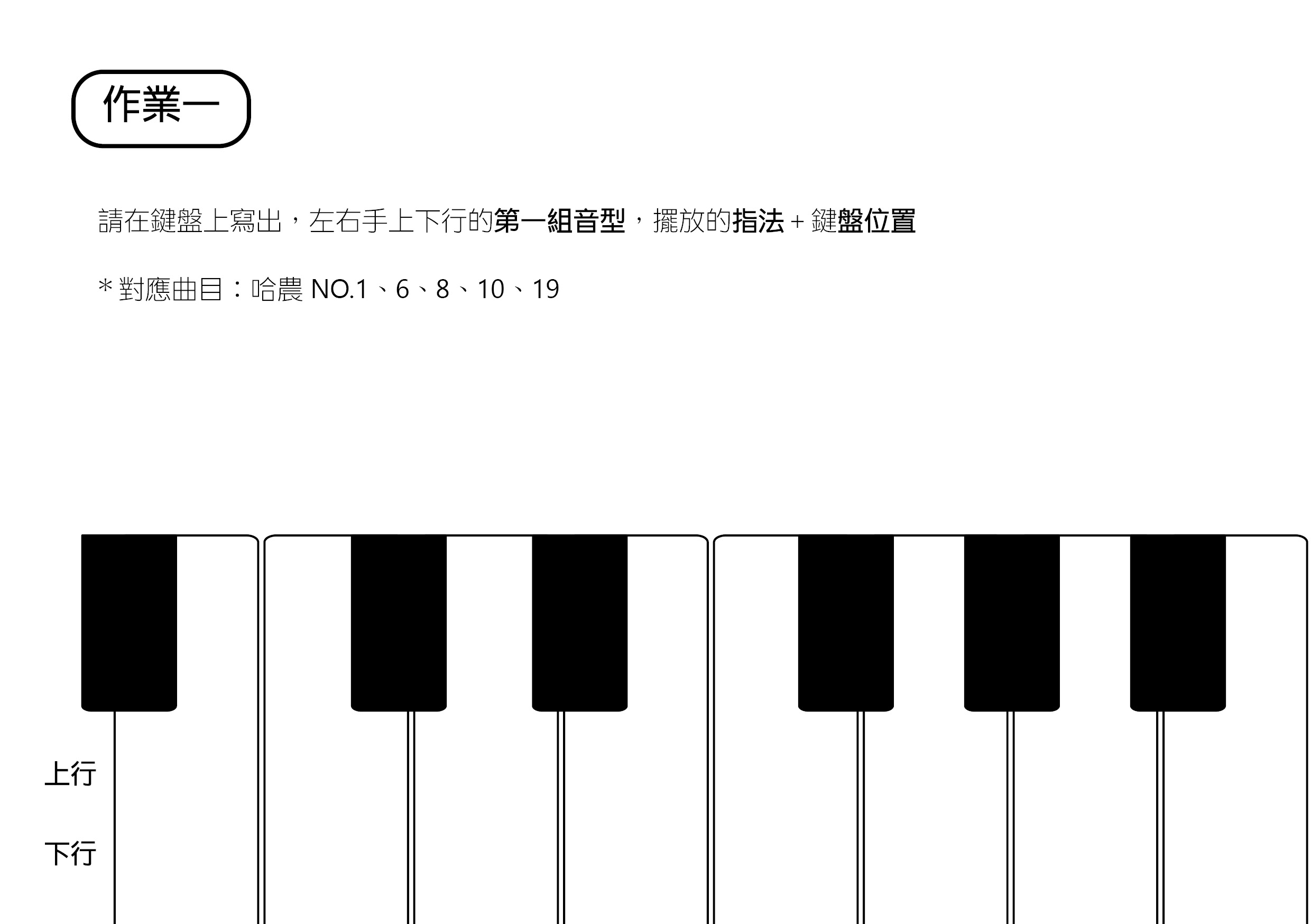 鋼琴點點星球作業本範例頁,幫助學生拆解哈農指法與音型